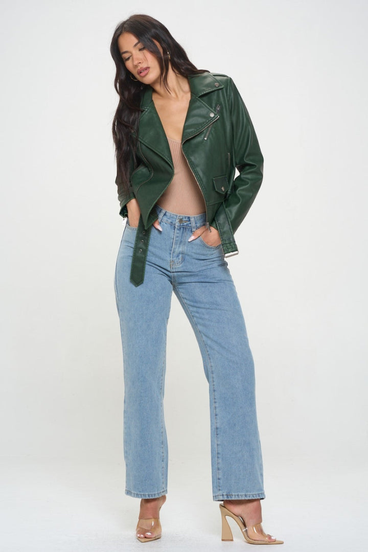 Stilla | LA Zip Up Bikerjakke med Belte