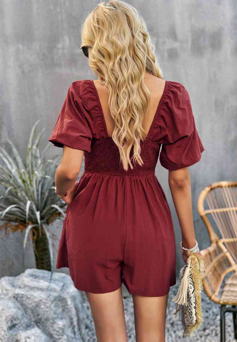 Stilla | Hals Kortærmet Smocked Romper