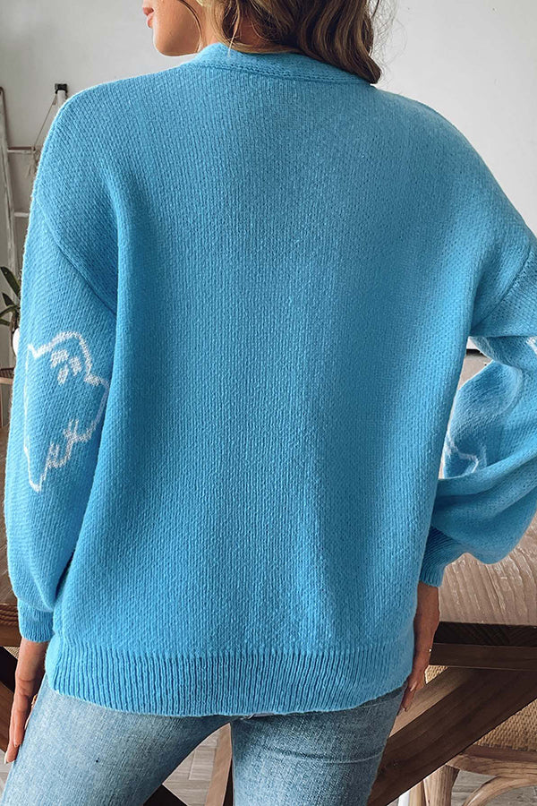 Stilla | Cozy Halloween Ghost Strik Sweater med Knapstolpe