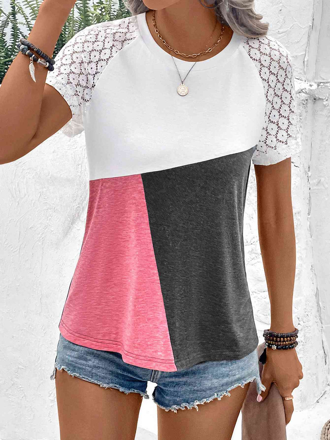 Stilla | Block Raglan Ærme Rund Hals T-shirt