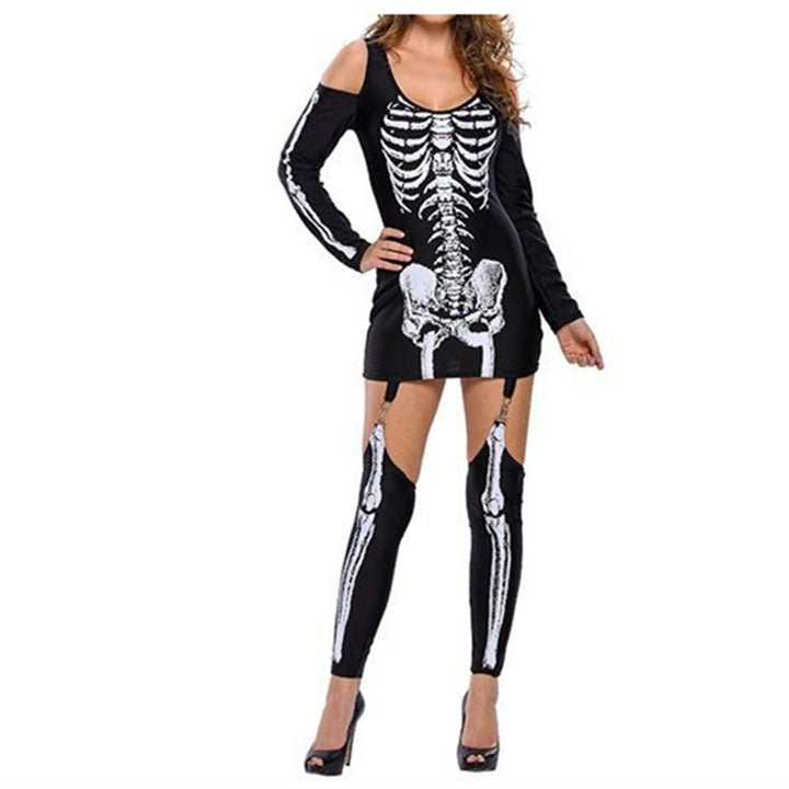 Dame Skelettryk Kostume Kjole Stilla
