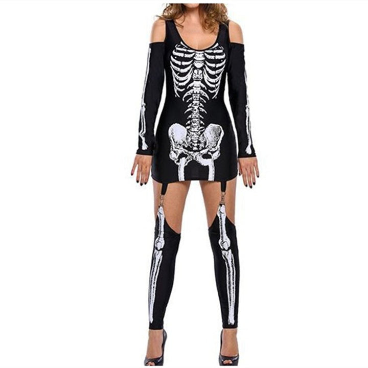 Dame Skelettryk Kostume Kjole Stilla