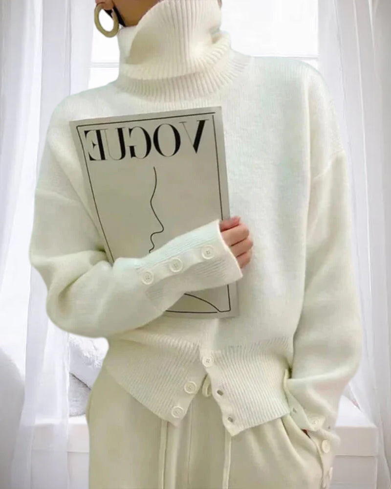 Stilla | Ensfarvet Blød Rullekrave sweater