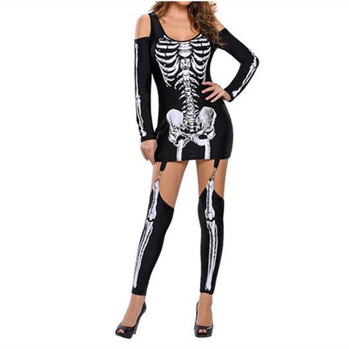 Dame Skelettryk Kostume Kjole Stilla