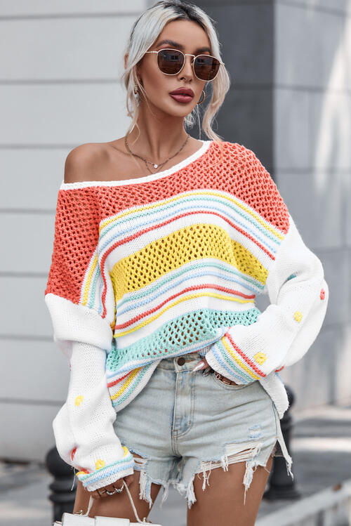 Stilla | Stribet Rund Hals Langærmet Sweater