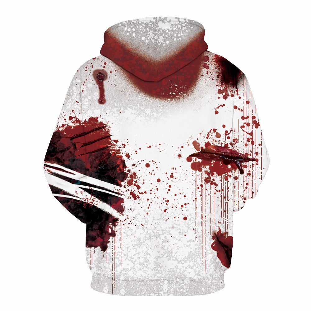 Dame hættesweatshirt med kunstnerisk blodsprøjtedesign og originalt logo Stilla