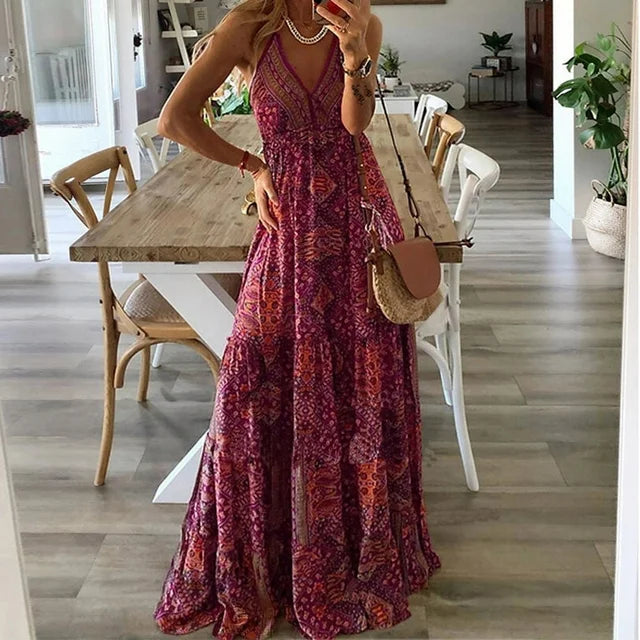 Stilla | Maxi Kjole Med Boho Print