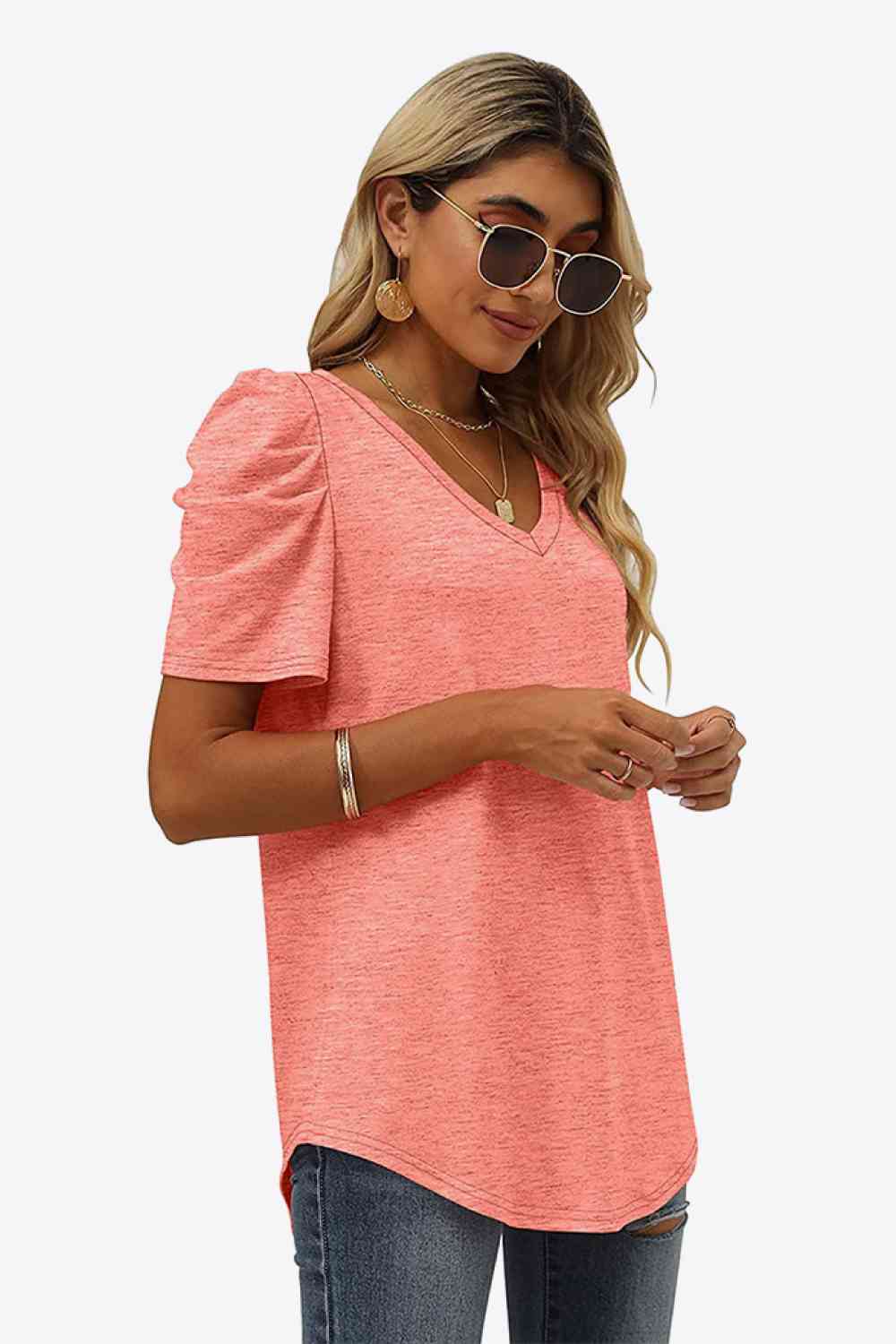 Stilla | Hals Puff Ermel T-shirt