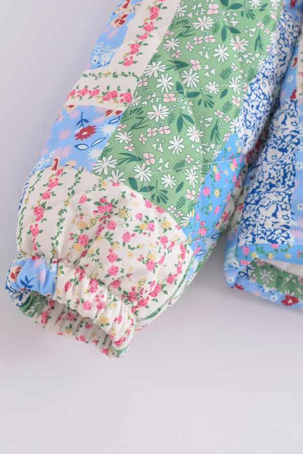 Stilla | Ståkrave Langærmet Blomsterprint Bomuldsjakke