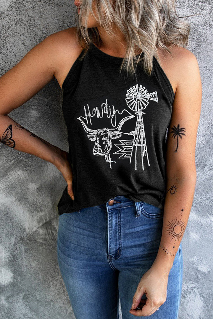 Stilla | Grafisk Rund Hals Tank
