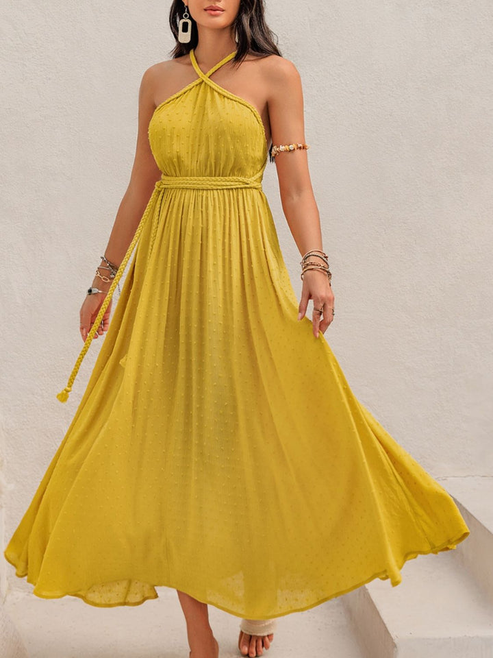 Stilla | Dot Backless Uden Ærmer Maxi Kjole
