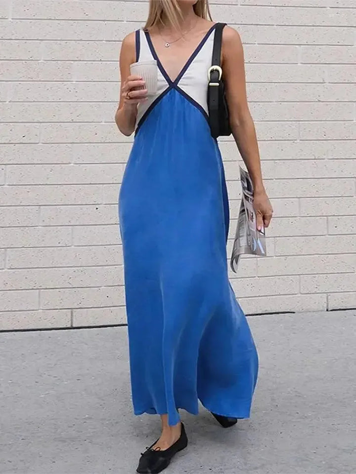 Stilla | Casual Maxi Kjole Lavet Af Satin I En Kontrastfarve