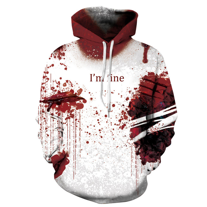 Dame hættesweatshirt med kunstnerisk blodsprøjtedesign og originalt logo Stilla