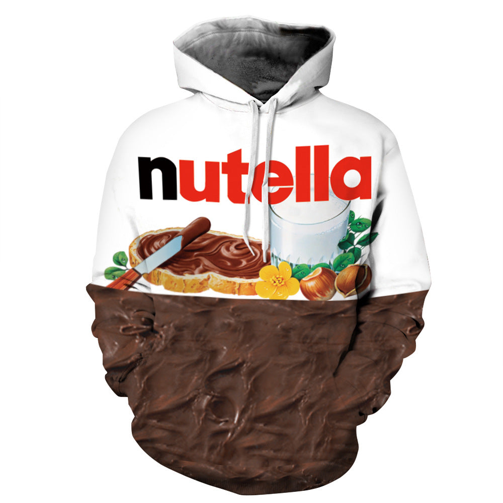 Dame Hoodie med kreativ Nutella-grafikdesign og blødt indvendigt fleece Stilla