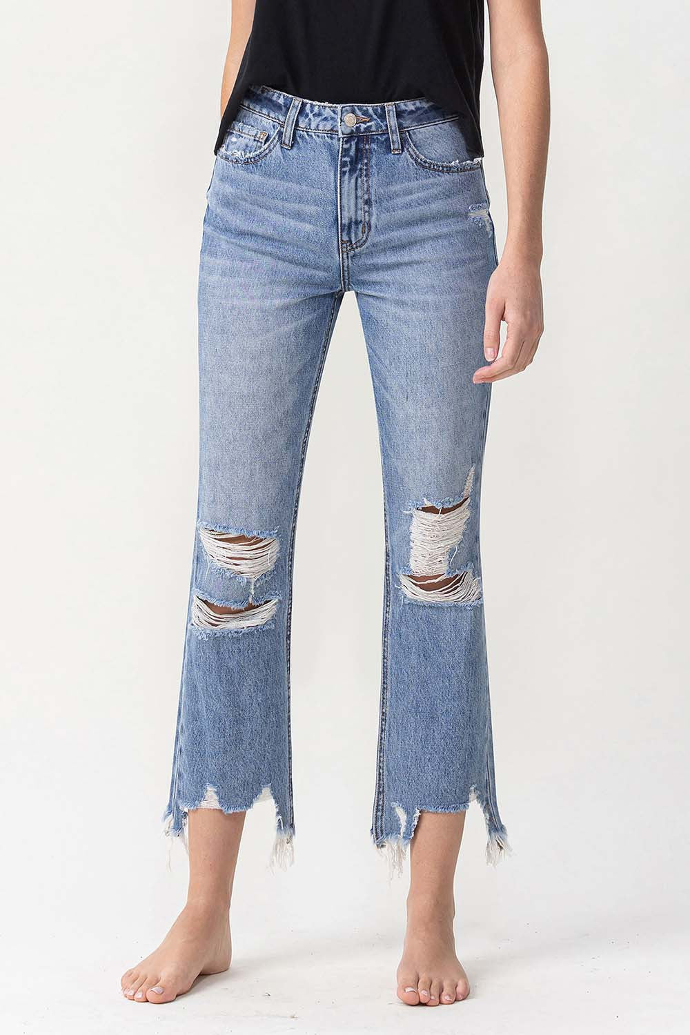 Stilla | Høj Talje Distressed Straight Jeans
