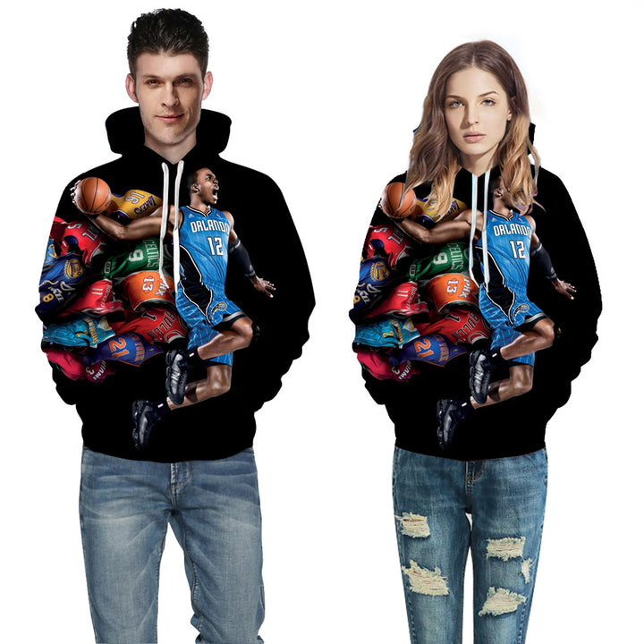 Herrer Sweatshirt med hætte med kreativt kattemotiv og galaktisk design Stilla