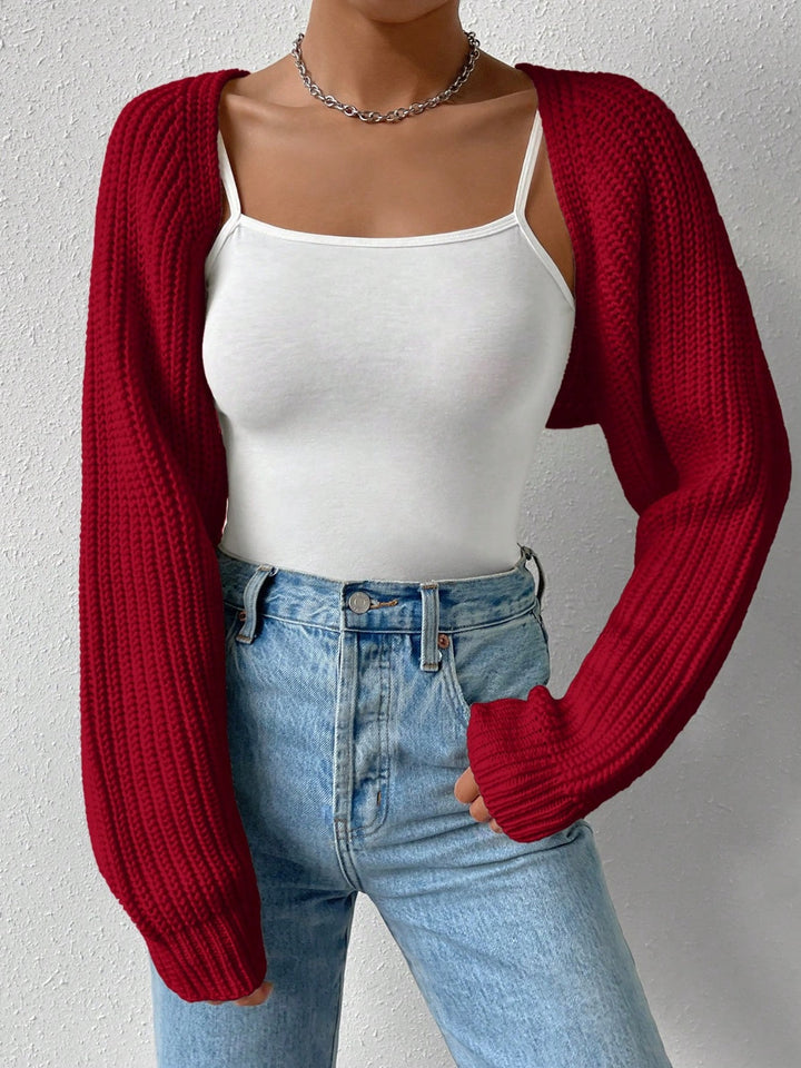 Stilla | Åben Front Langærmet Cropped Cardigan