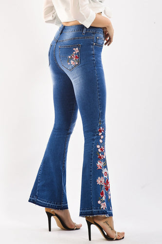 Stilla | Størrelse Blomsterbroderi Bred Ben Jeans