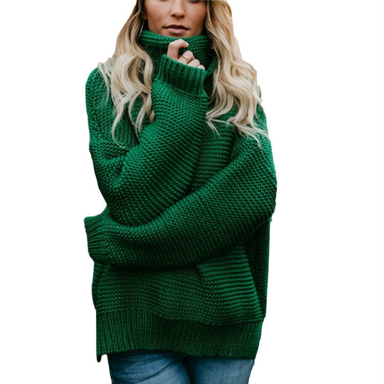 Kvinders chunky strikpullover med høj krave og tekstureret design Stilla