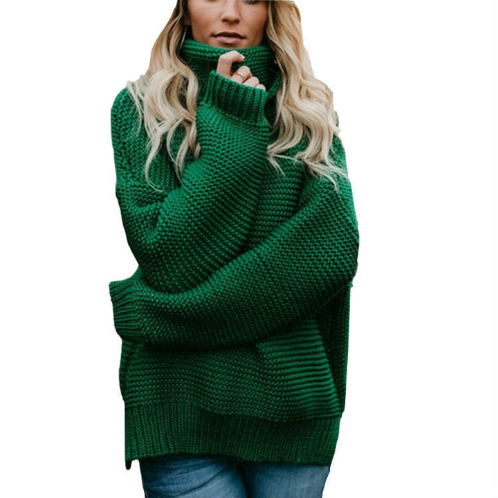 Kvinders chunky strikpullover med høj krave og tekstureret design Stilla