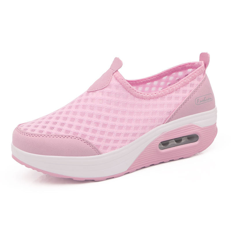 Dame nan komfortabel Slip-on kile sneakers med luftfjedret plateau og åndbart bikage mesh sko