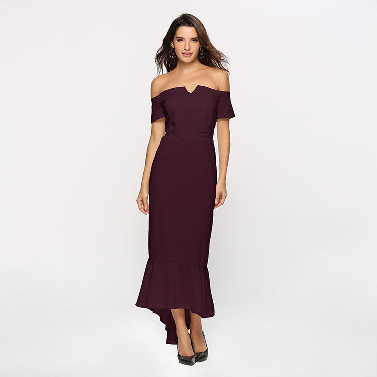 Dame Off-Shoulder High-Low Kjole Stilla