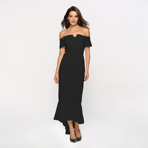 Dame Off-Shoulder High-Low Kjole Stilla