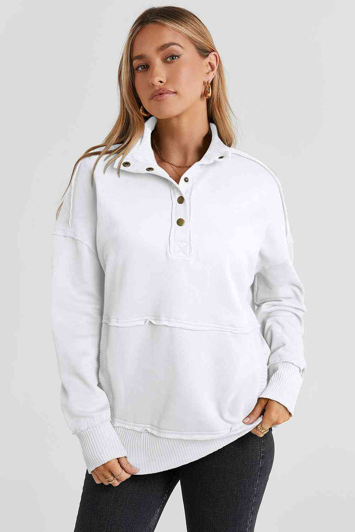 Stilla | Snap Drop Shoulder Langærmet Sweatshirt