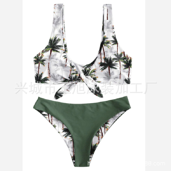Dame bikini sæt med moderne knudedesign og blomster mønster Stilla