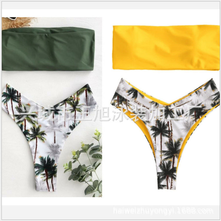 Dame bikini sæt med moderne knudedesign og blomster mønster Stilla