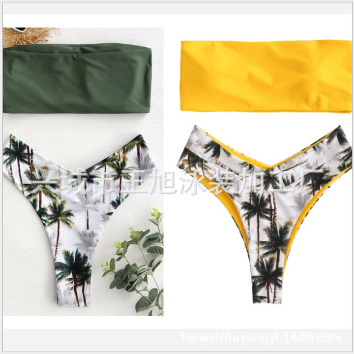 Dame bikini sæt med moderne knudedesign og blomster mønster Stilla