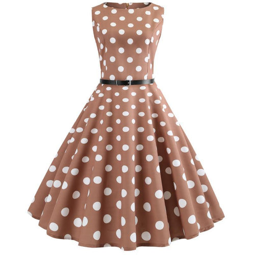 Kvinders Retro Swing Kjole med Bred Skirt og Klassisk Prikket Mønster Stilla