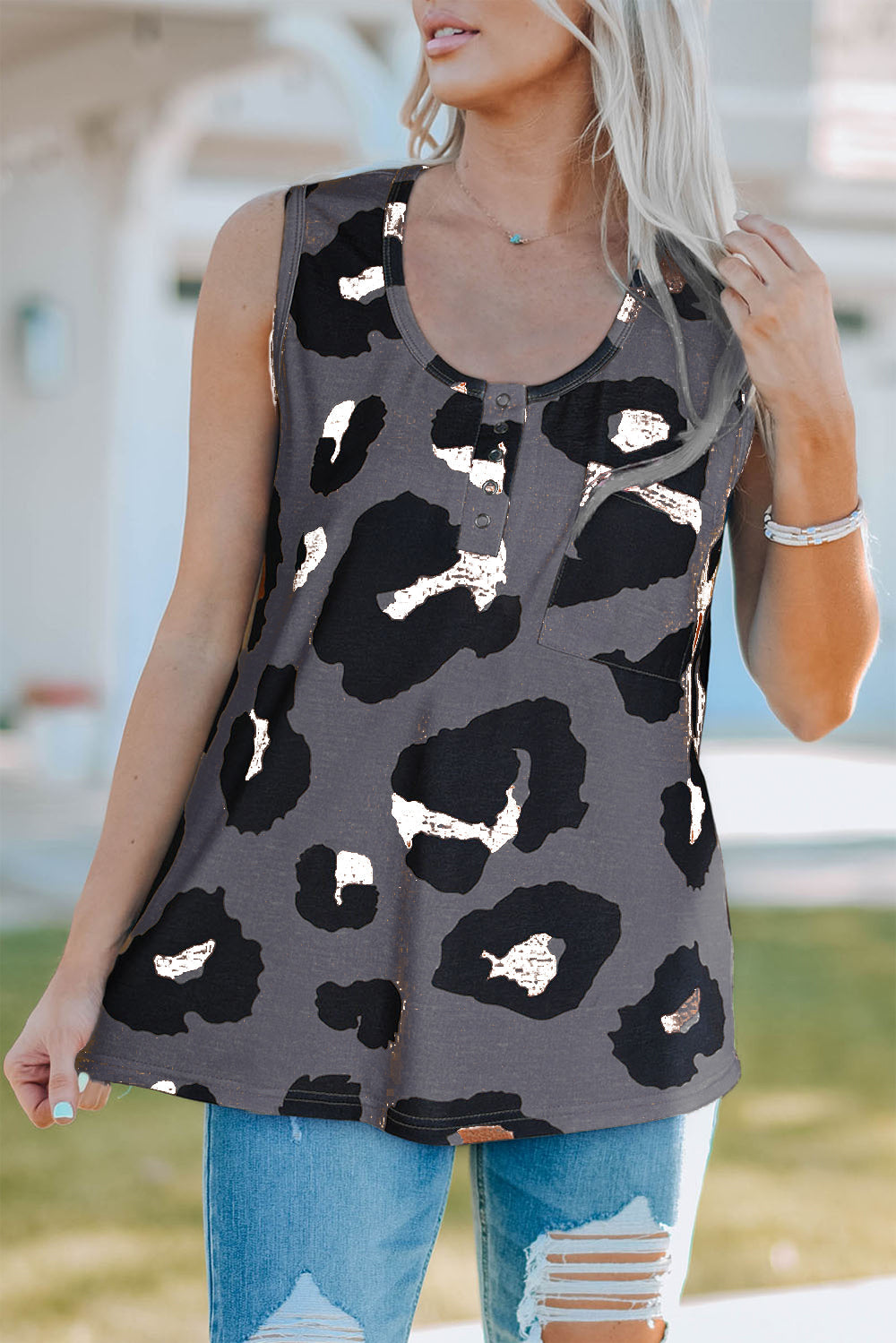 Stilla | Leopard Rund Hals Tank