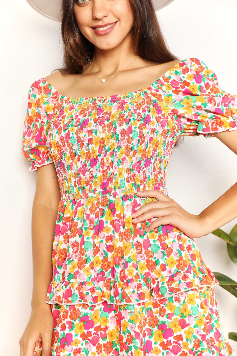 Stilla | Sweetheart Hals Flounce Ærme Mini Kjole