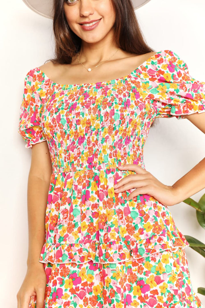 Stilla | Sweetheart Hals Flounce Ærme Mini Kjole