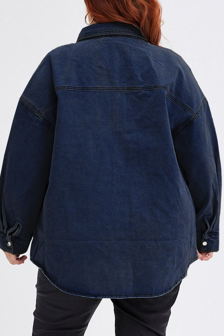 Stilla | Størrelse Snap Down Lomme Denim Jakke