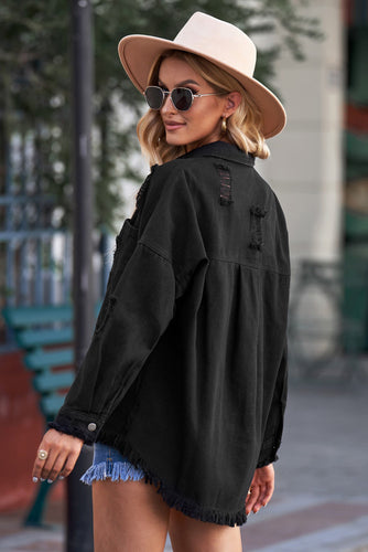 Stilla | Knap-Op Raw Hem Denim Jacket
