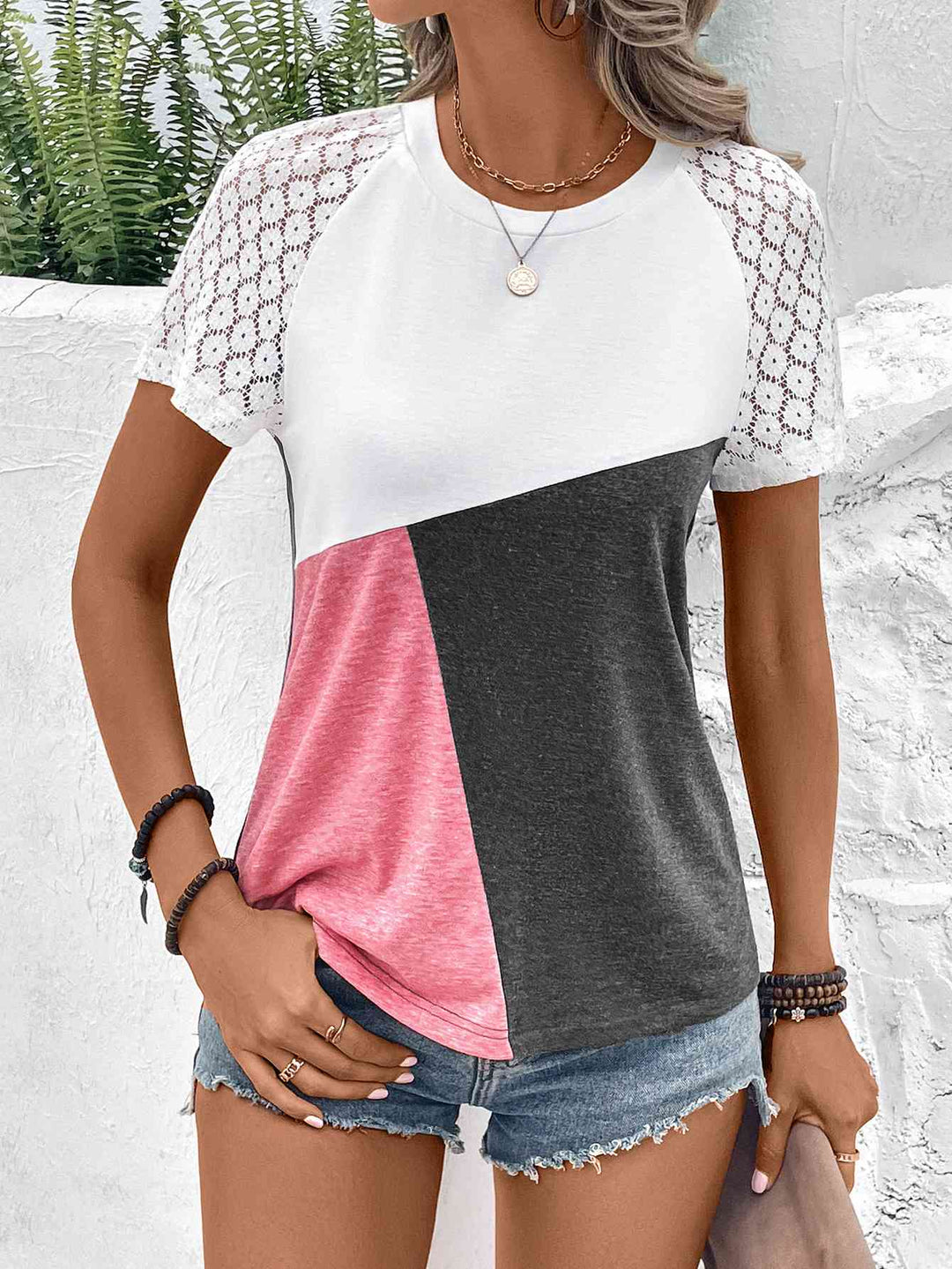Stilla | Block Raglan Ærme Rund Hals T-shirt