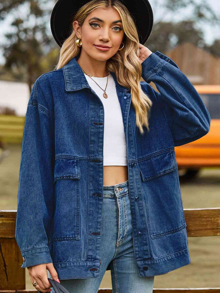 Stilla | Skulder Denim Jakke Med Lommer