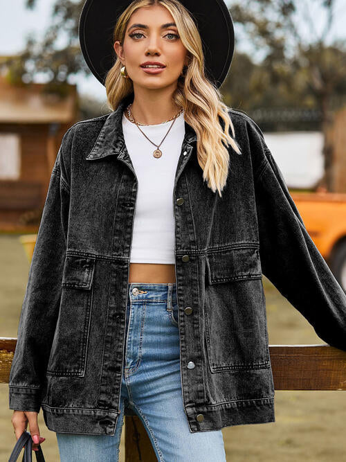 Stilla | Hals Knap-op Denim Jakke