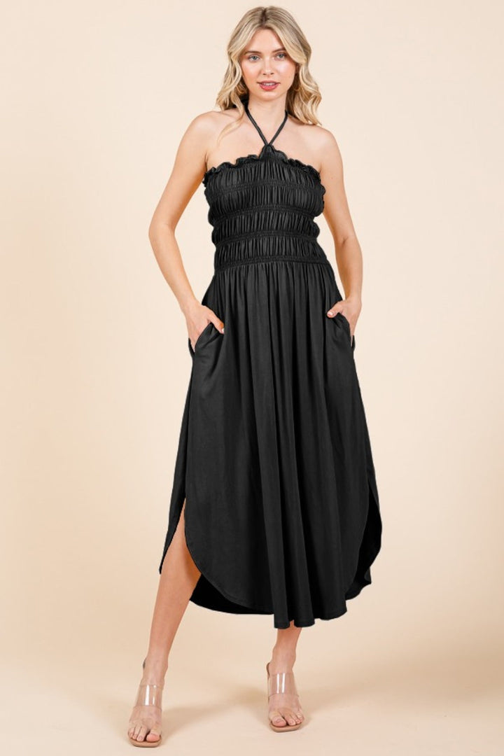 Stilla | Code Tie Back Shirring Kjole Med Lommer