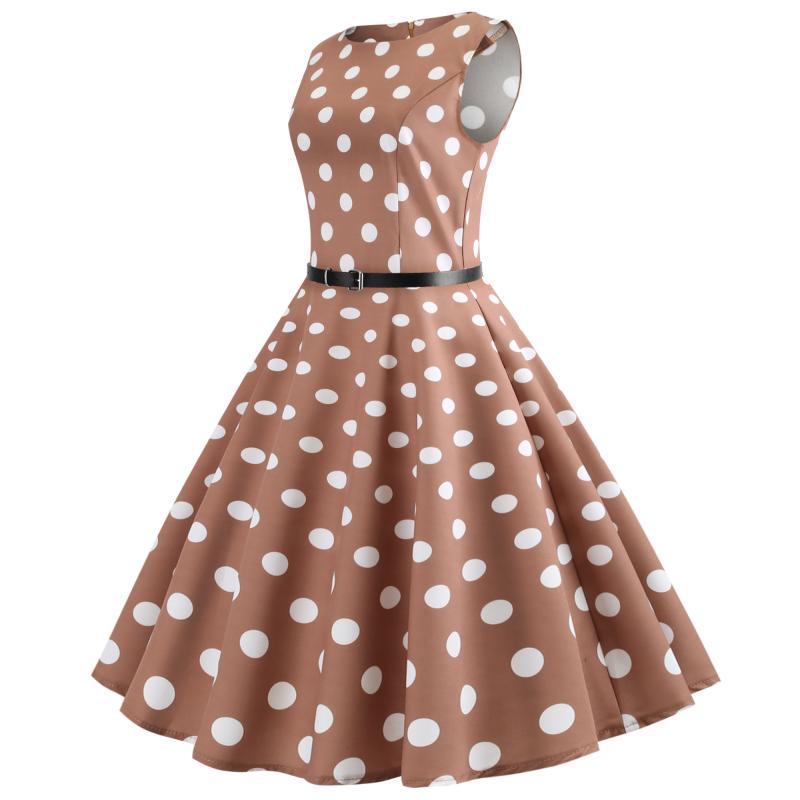Kvinders Retro Swing Kjole med Bred Skirt og Klassisk Prikket Mønster Stilla