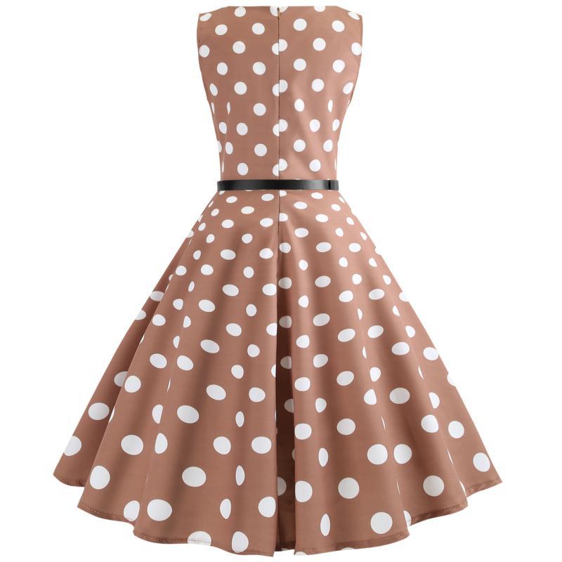 Kvinders Retro Swing Kjole med Bred Skirt og Klassisk Prikket Mønster Stilla