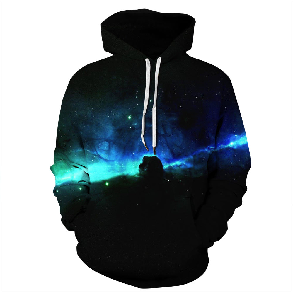 Dame hætte sweatshirt med galaktisk print og blødt inderside Stilla