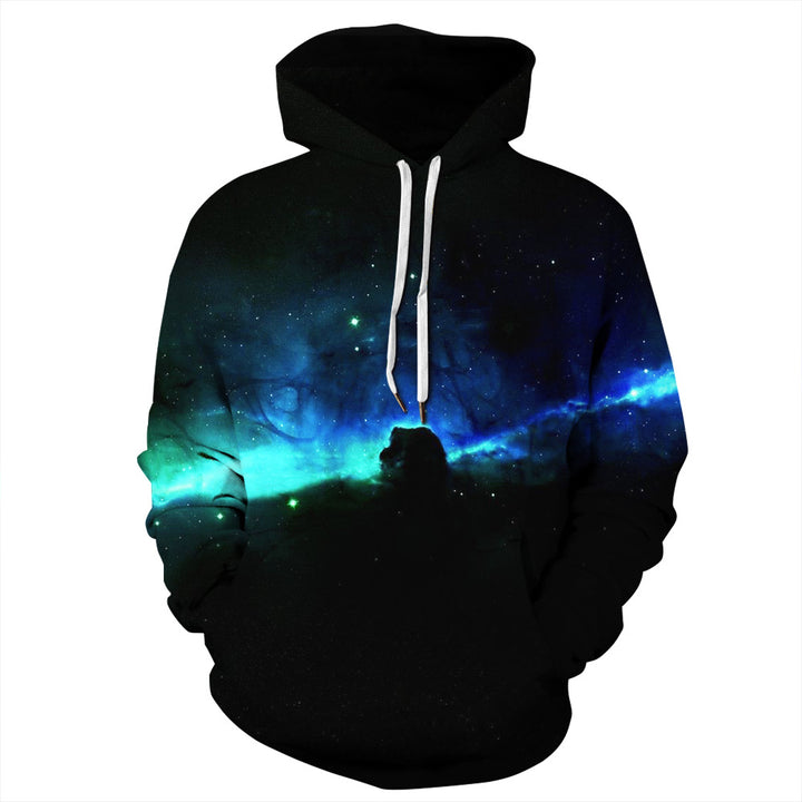 Dame hætte sweatshirt med galaktisk print og blødt inderside Stilla