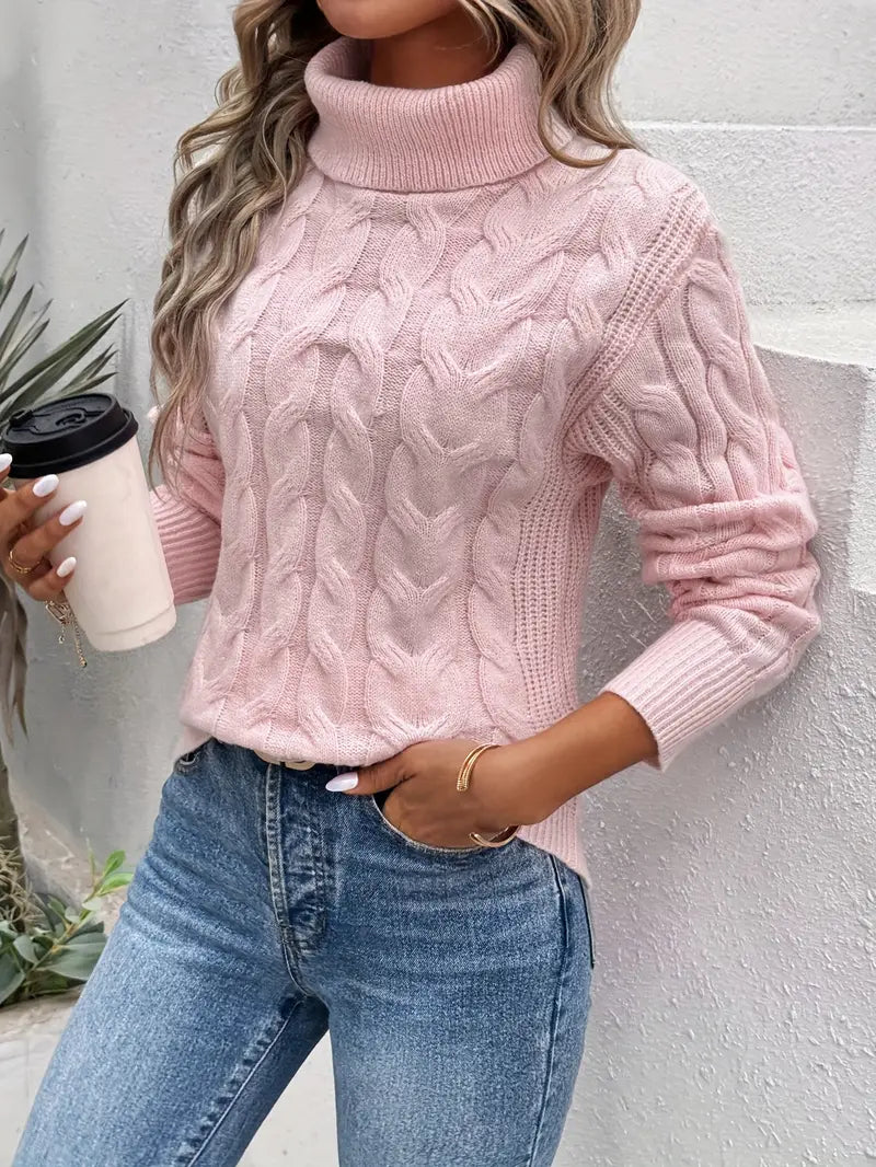 Stilla | Kabelstrik mønster kvinders turtleneck sweater