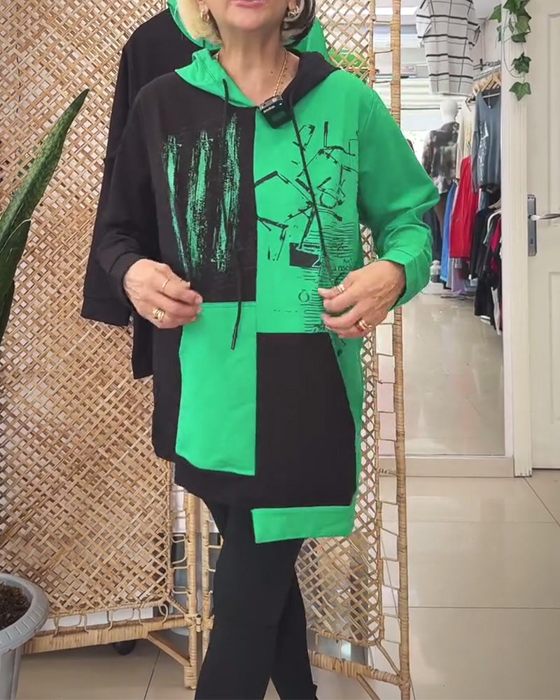 Stilla | Sweatshirt med hætte og farvebloktryk