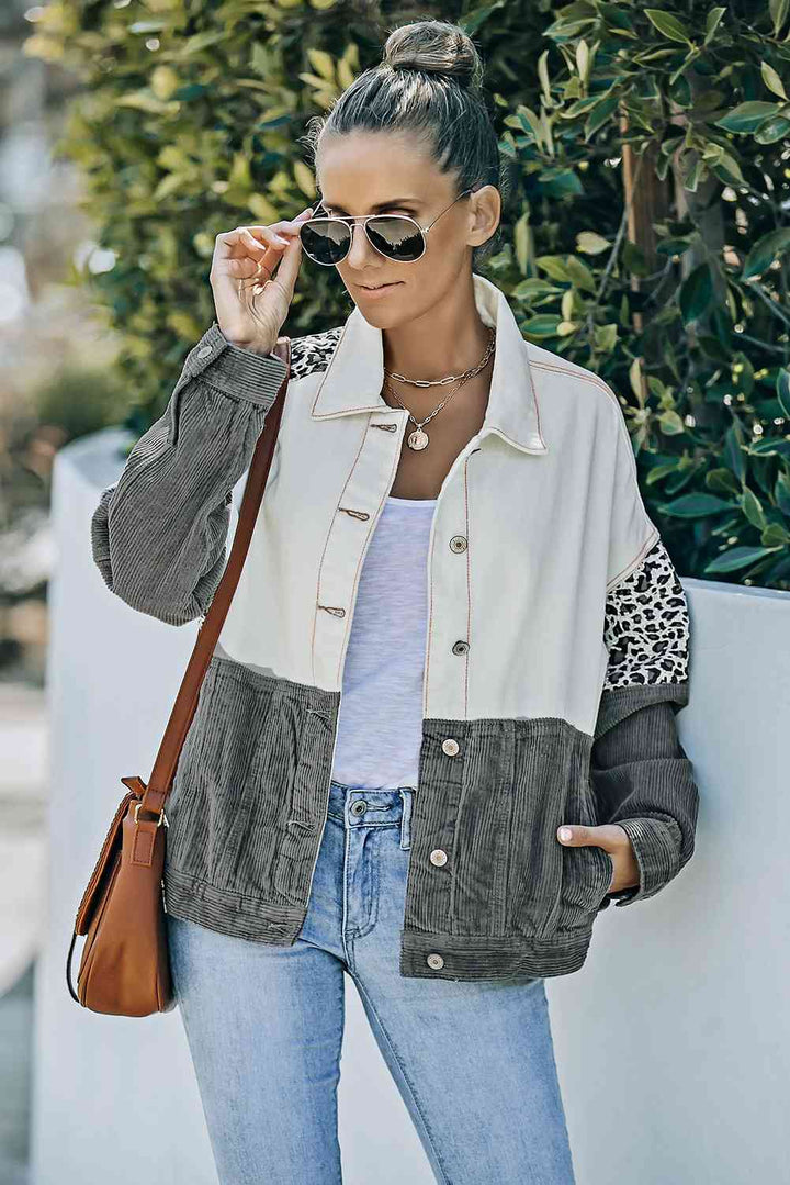 Stilla | Color Block Button-up Corduroy Shacket