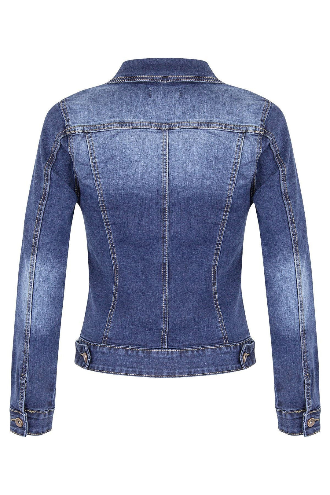 Stilla | Vinter Korte Slim-Fitting Biker Stretch Denim Jakke Jakke Denim Jakke