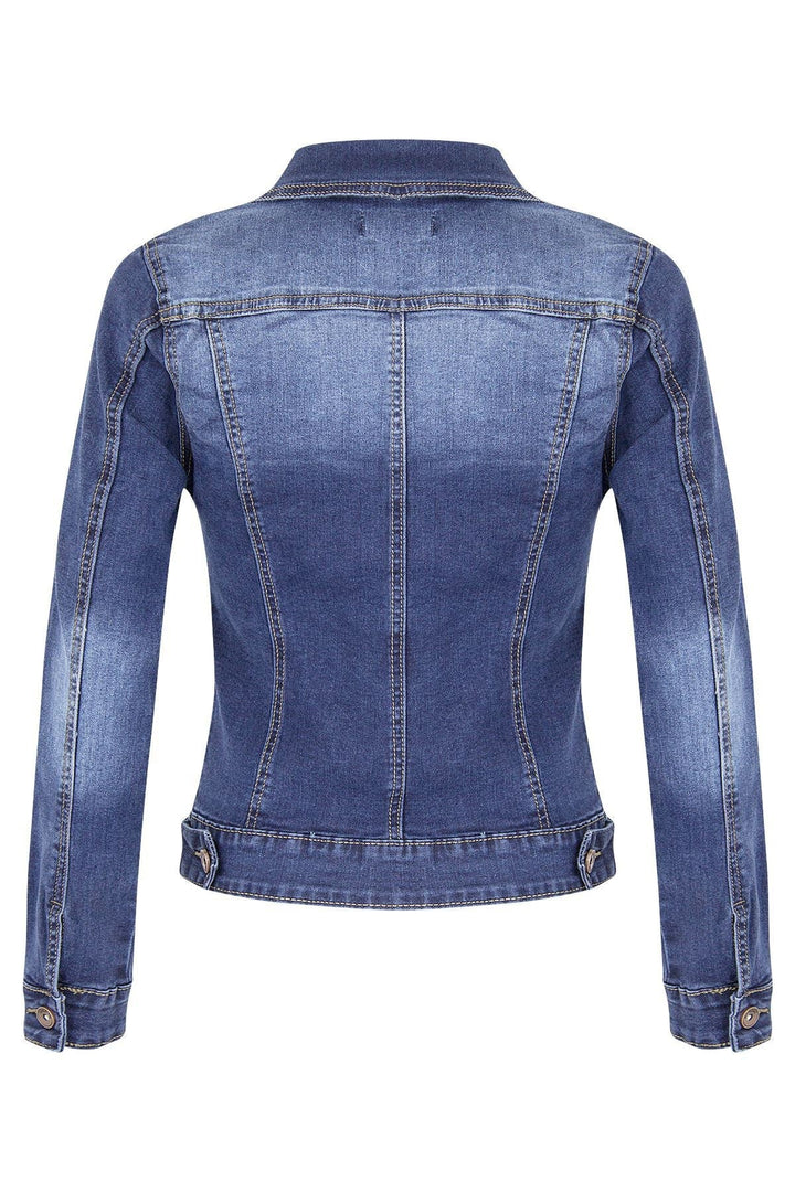 Stilla | Vinter Korte Slim-Fitting Biker Stretch Denim Jakke Jakke Denim Jakke